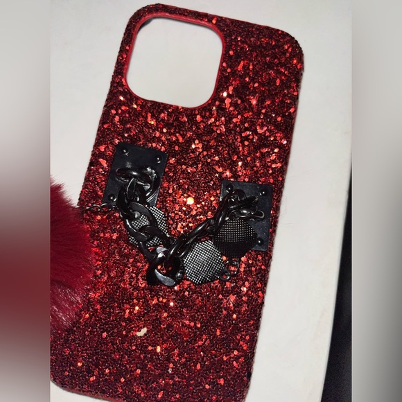 iPhone 13 ProMax slim red glittery hard phone case NWT - Picture 5 of 5